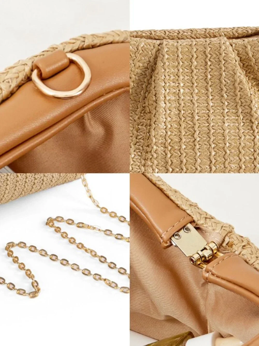 Women’s Colorful Straw Woven Clutch Purse Crossbody Evening Wedding Handbag